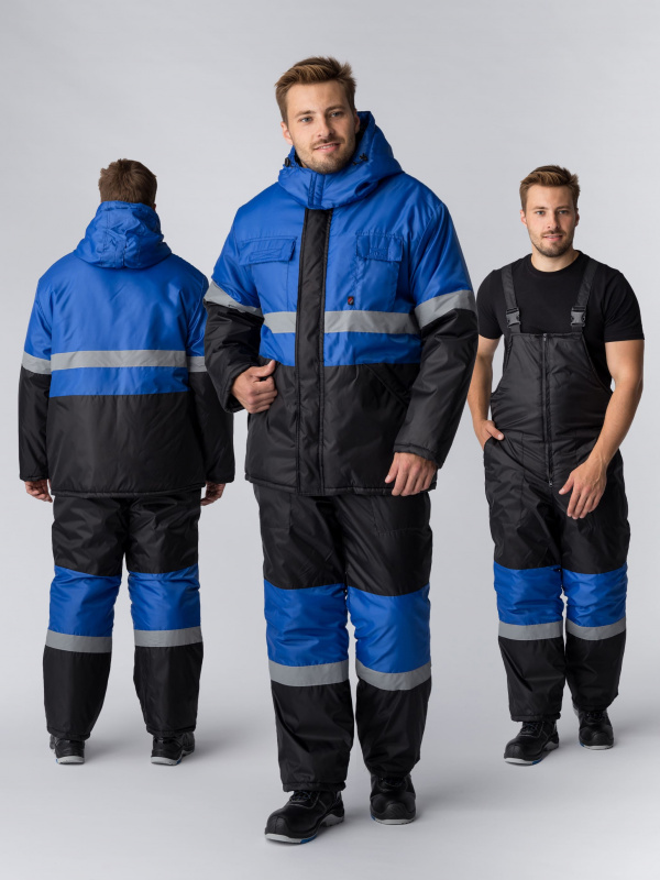 Костюм зимний Мегрес-2 СОП (тк.OxLine,90) п/к, васильковый/черный (44-46; 170-176)
