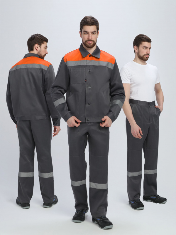 Костюм Лигор-1 СОП (тк.Смесовая,210) брюки, т.серый/оранжевый (40-42; 158-164)